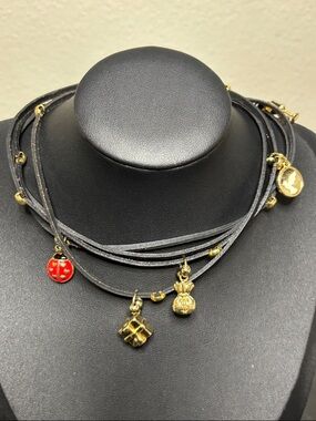Lady Bug Money Bag Unique Black Leather Charm Choker Necklace